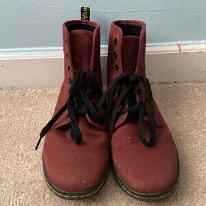 Dr. Martens Maroon Shoreditch Canvas Boots Women’s 10